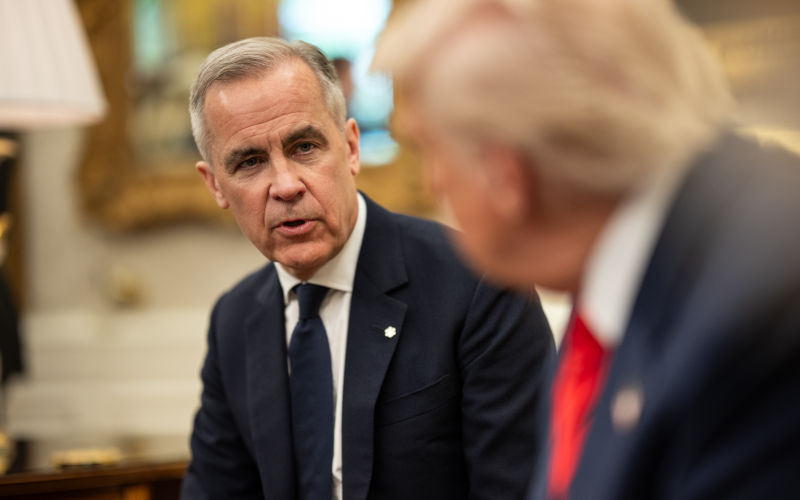 President Donald Trump meets with Canadian Prime Minister Mark Carney, Tuesday, May 6, 2025, in the Oval Office. Image Official White House Photo by Daniel Torok By The White House https www.flickr.com photos 202101414N05 54502217284 , Public Domain, https commons.wikimedia.org w index.php?curid=164846494
