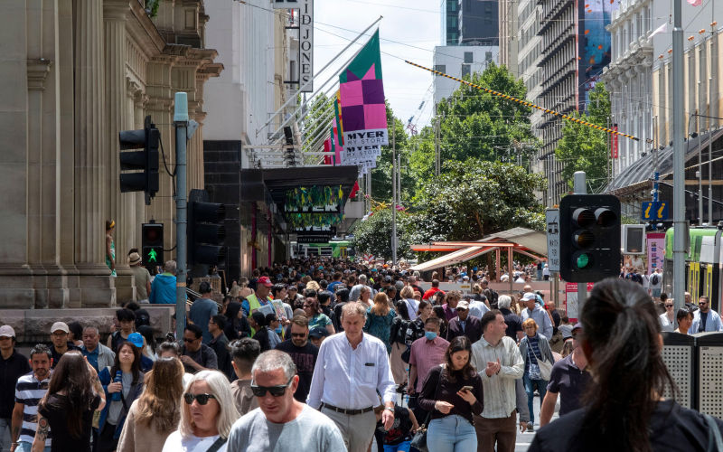 A crowd of shoppers in Bourke St Mall. Image Alamy Michael Thomas Image ID 2YYYGA5