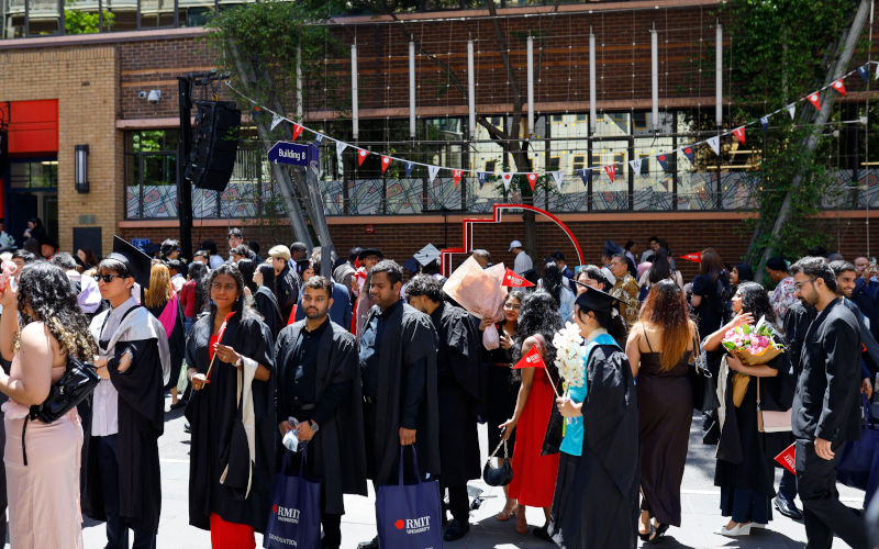 Melbourne, Australia. 17th Dec, 2025. Graduating students gather during a pregraduation party. The pregraduation event brings together RMIT students, including many overseas students studying in Australia. International education is a key part of Australias higher education sector and attracts students from around the world. Image SOPA Images Limited Alamy Live News Image ID 3DBJ9Y0