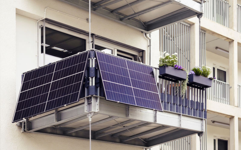 Solar panel on apartment balcony in Germany Image iStock Maryana Serdynska