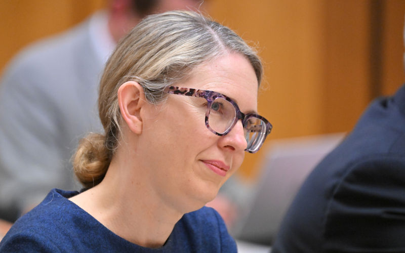 Productivity Commissioner Danielle Wood during Senate estimate hearings at Parliament House in Canberra, Friday, October 10, 2025. Image AAP Mick Tsikas