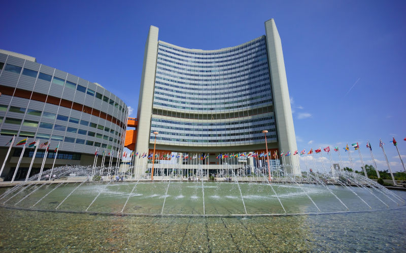 The International Atomic Energy Agency (IAEA) Headquarters Building at the United Nations Centre in Vienna, Austria. Image Alamy Ben Miller Image IDEC09RN