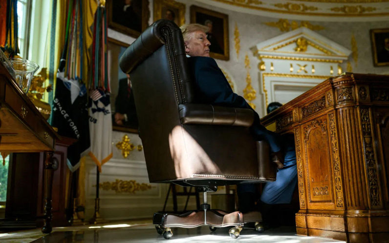 President Donald J. Trump sits in the Oval Office during a meeting at the White House in Washington, D.C., September 9, 2026. Image courtesy of the White House. Image Alamy Blueee Alamy Image ID 3FG289J