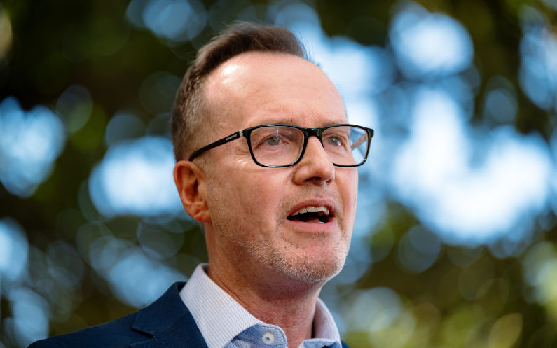 Senator David Shoebridge speaks to media during a press conference announcing the new leadership team of the Australian Greens, in Sydney, Wednesday, September 30, 2026. Image AAP George Chan