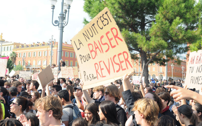 Nice, France. 17th October 2026.Nationwide protests in France, students and workers together against high prices and fraying of social security system in Nice. Image Fausto Marci Alamy Live News. Image ID 3FTYGN1