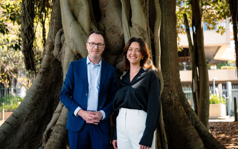 David Shoebridge and Steph HodginsMay pose for a photograph after the press conference announcing the new leadership team of the Australian Greens, in Sydney, Wednesday, September 30, 2026. Image AAP George Chan