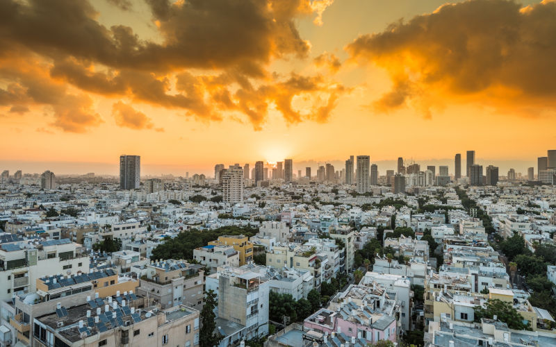 Tel Aviv rooftops at sunset. Image iStock ZZ3701